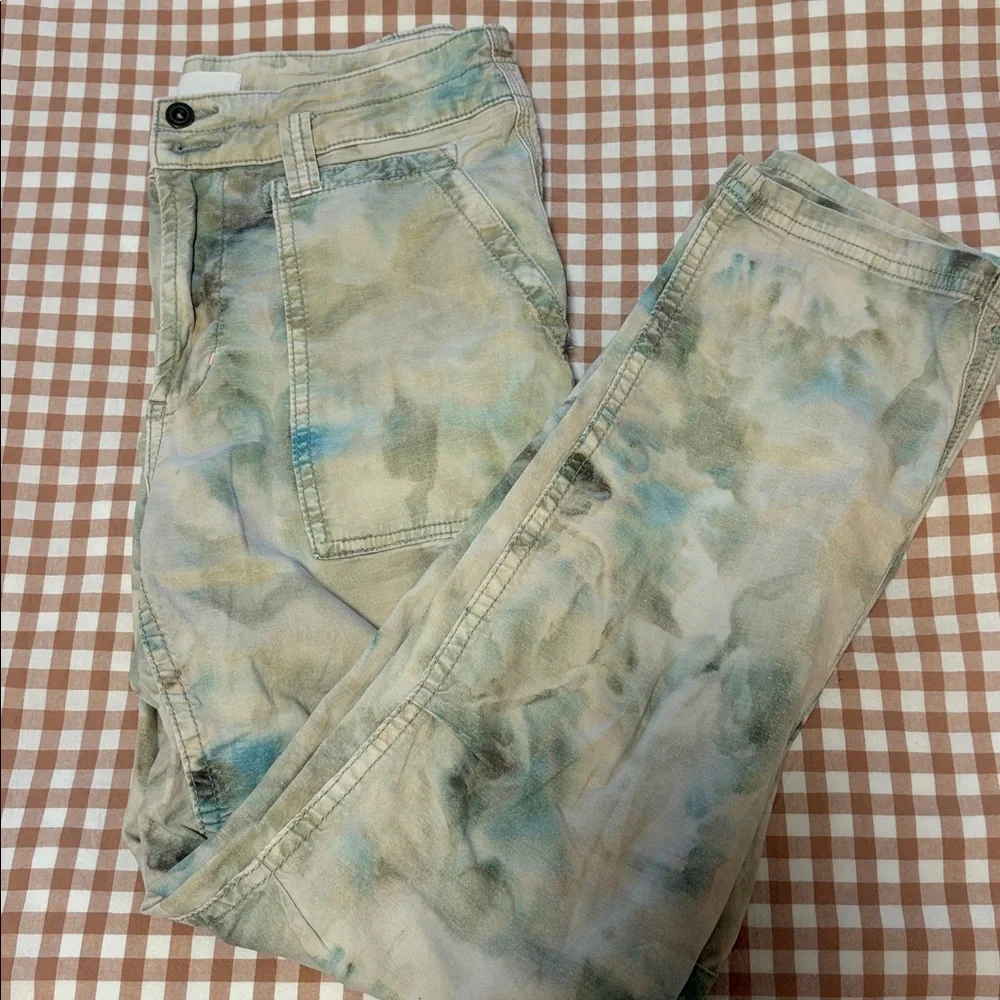 Anthropologie The Wanderer Tie-Dye Cargo Pants in Sage & Aqua - Picture 5 of 5